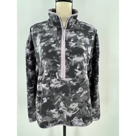 The North Face Womens Camo Black Purple Glacier Fleece Jacket Pullover XL - Picture 2 of 11